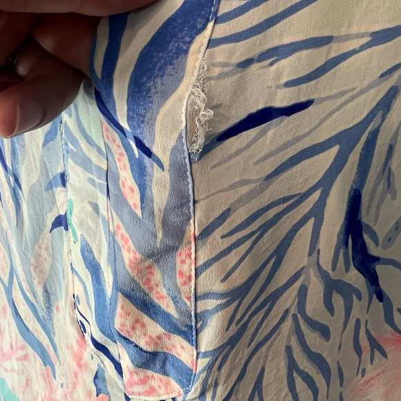 HP 9/22 🎉🎊 Lightly worn Lilly Pulitzer pink & blue corral print silk dress - Picture 10 of 10